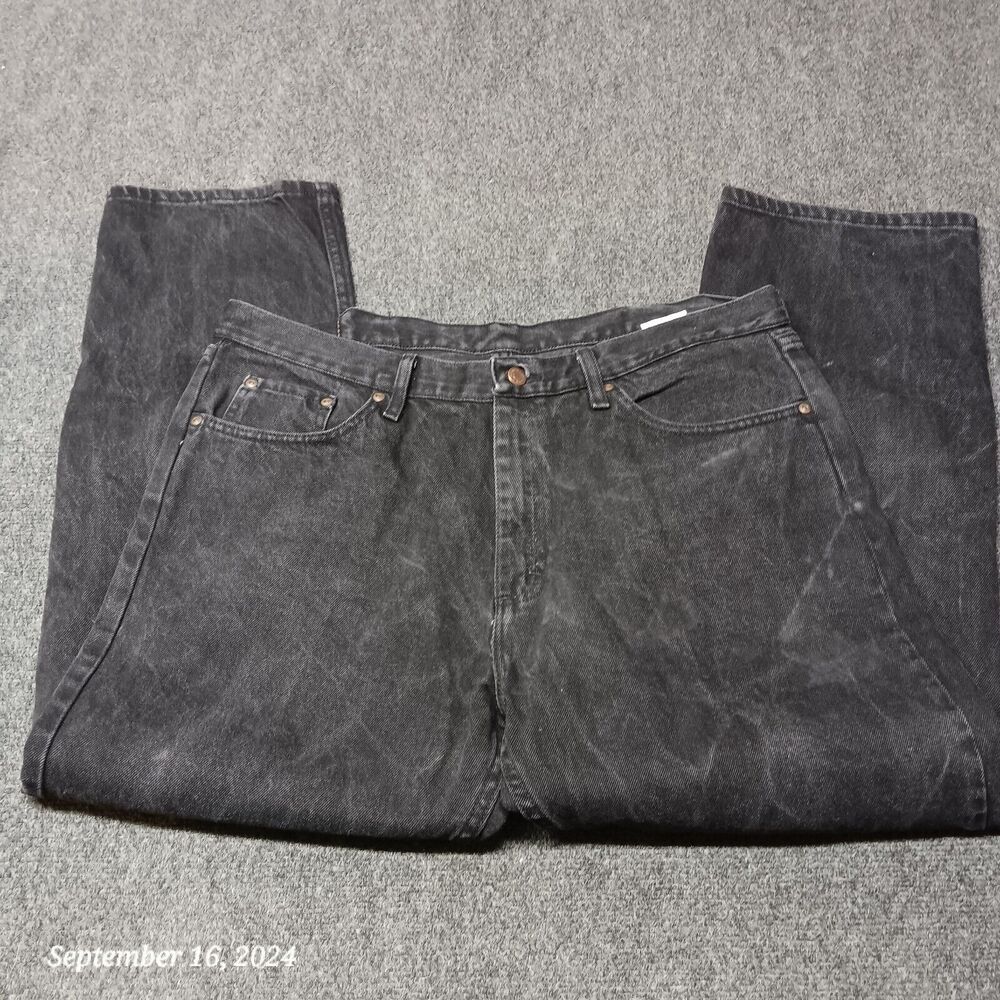 Wrangler Jeans Men 38x29 Black Relaxed Fit‎ Straight Leg Mid Rise
